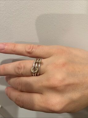 Mixed Metal Knot Triple-Band Ring in Silver and Gold